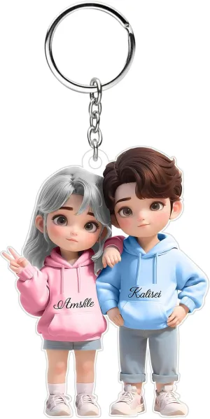 Custom Acrylic Keychain, Featuring a Lovely Walking Couple Design, A Thoughtful Personalized Gift for Lovers and Partners