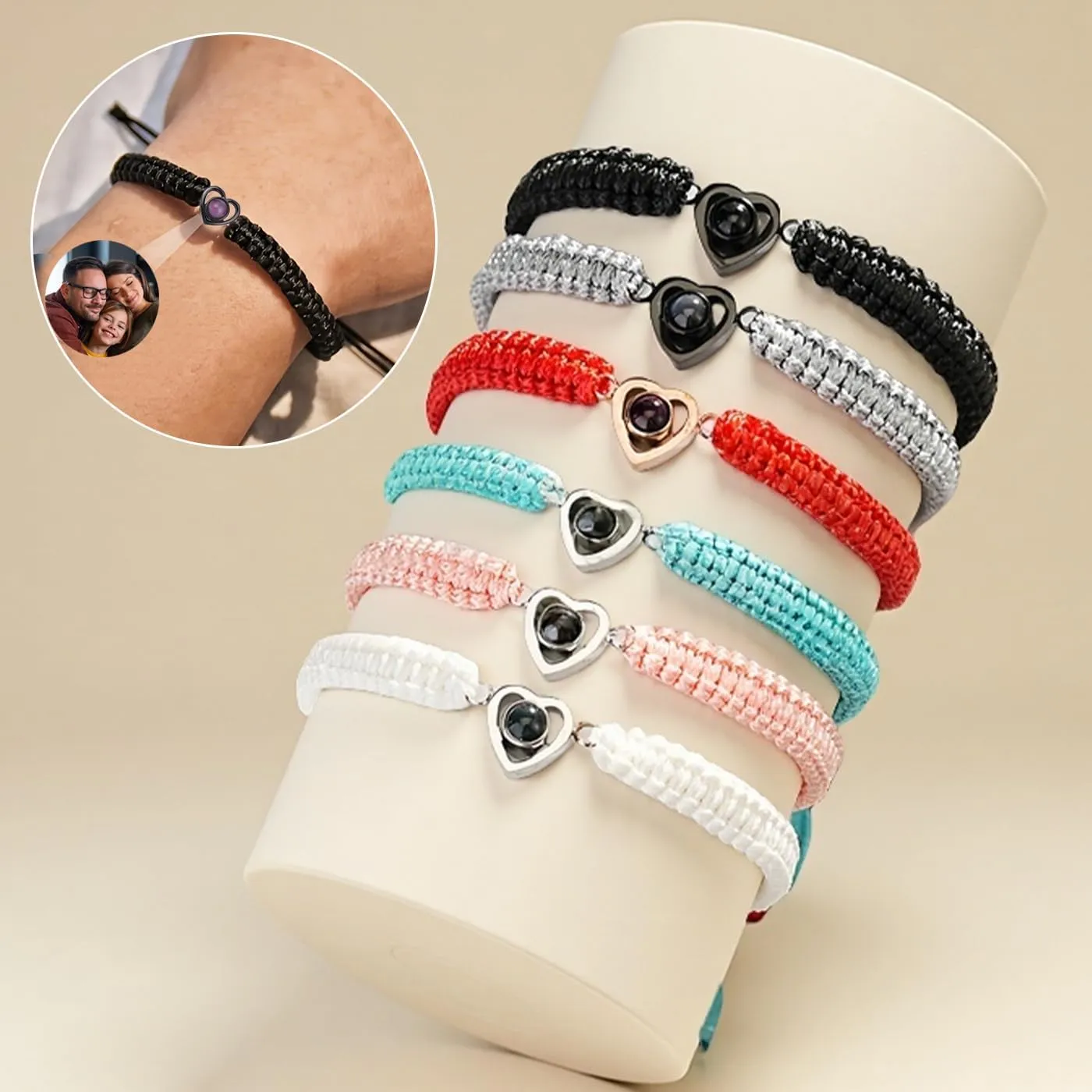Custom Bracelets with Picture Inside,Picture Bracelet Personalized Photo,Memorial Gift for Women/Men/Couple/Friend/Mother's Day-9 Colours
