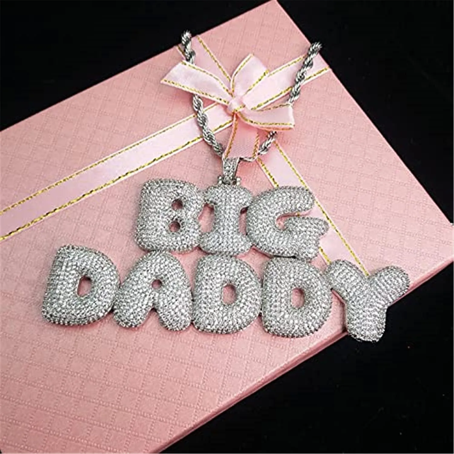 Custom Bubble Letters Name Necklace Personalized Iced Out Chain for Women Diamond Nameplate Necklace Rapper Hip Hop Jewelry for Men