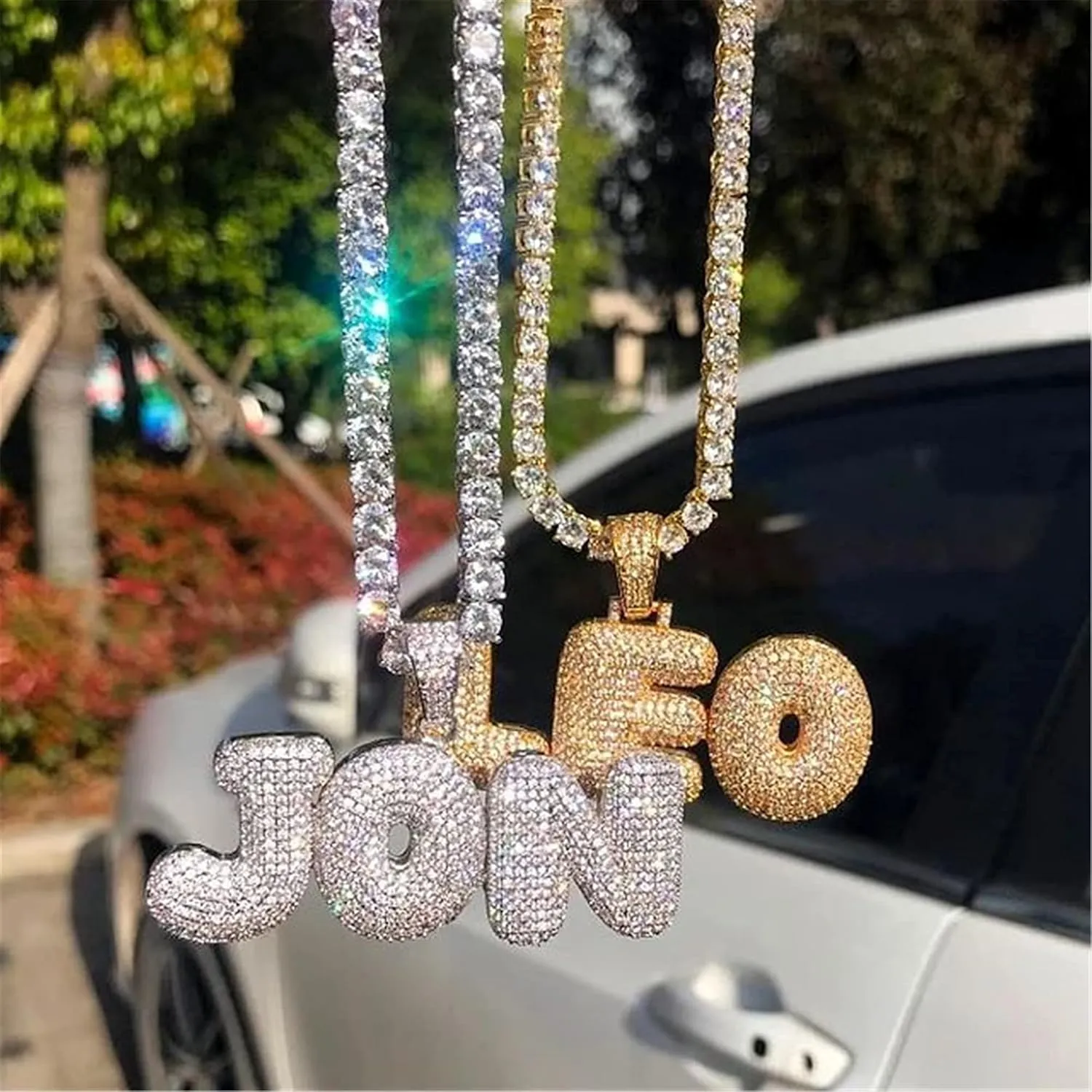 Custom Bubble Letters Name Necklace Personalized Iced Out Chain for Women Diamond Nameplate Necklace Rapper Hip Hop Jewelry for Men