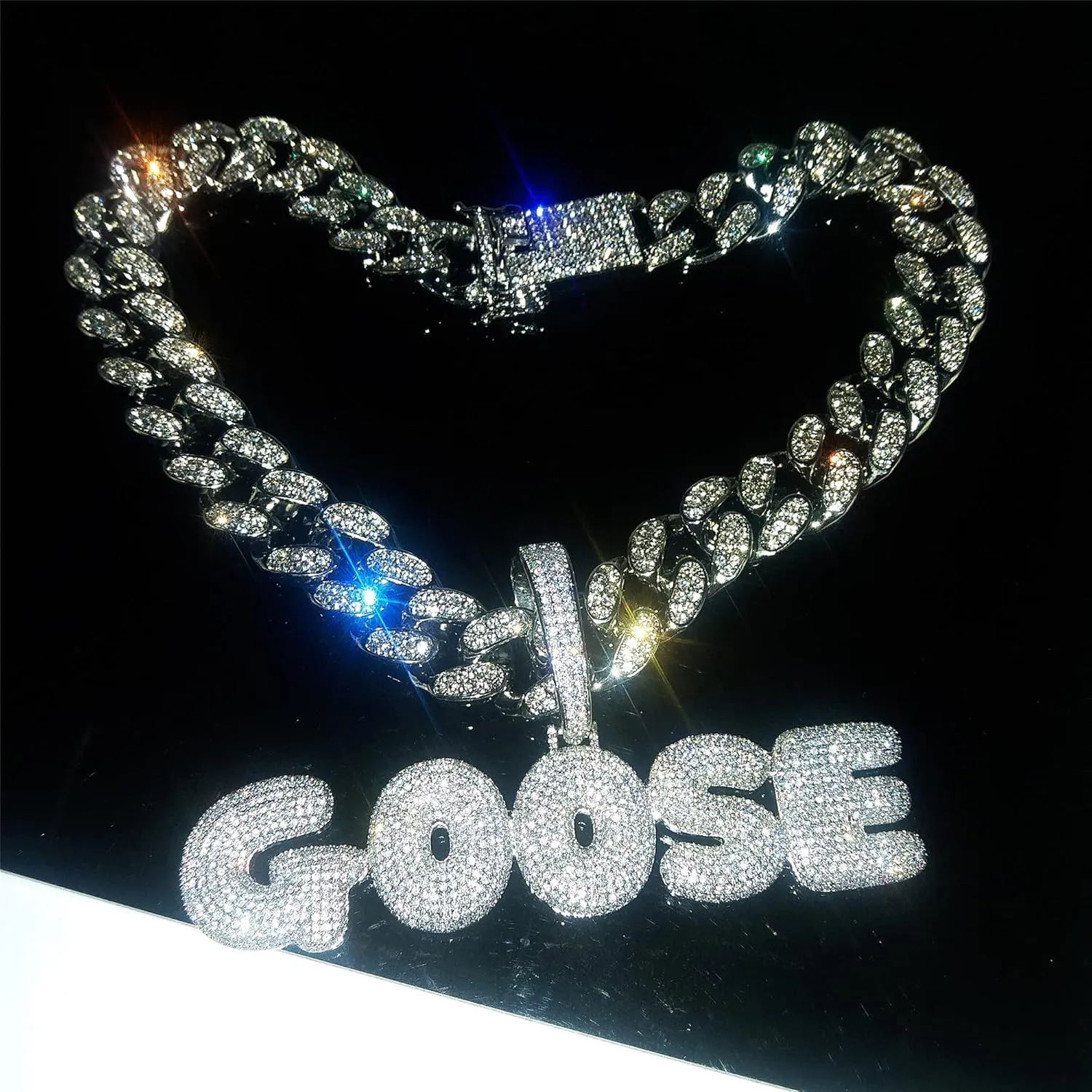 Custom Bubble Letters Name Necklace Personalized Iced Out Chain for Women Diamond Nameplate Necklace Rapper Hip Hop Jewelry for Men
