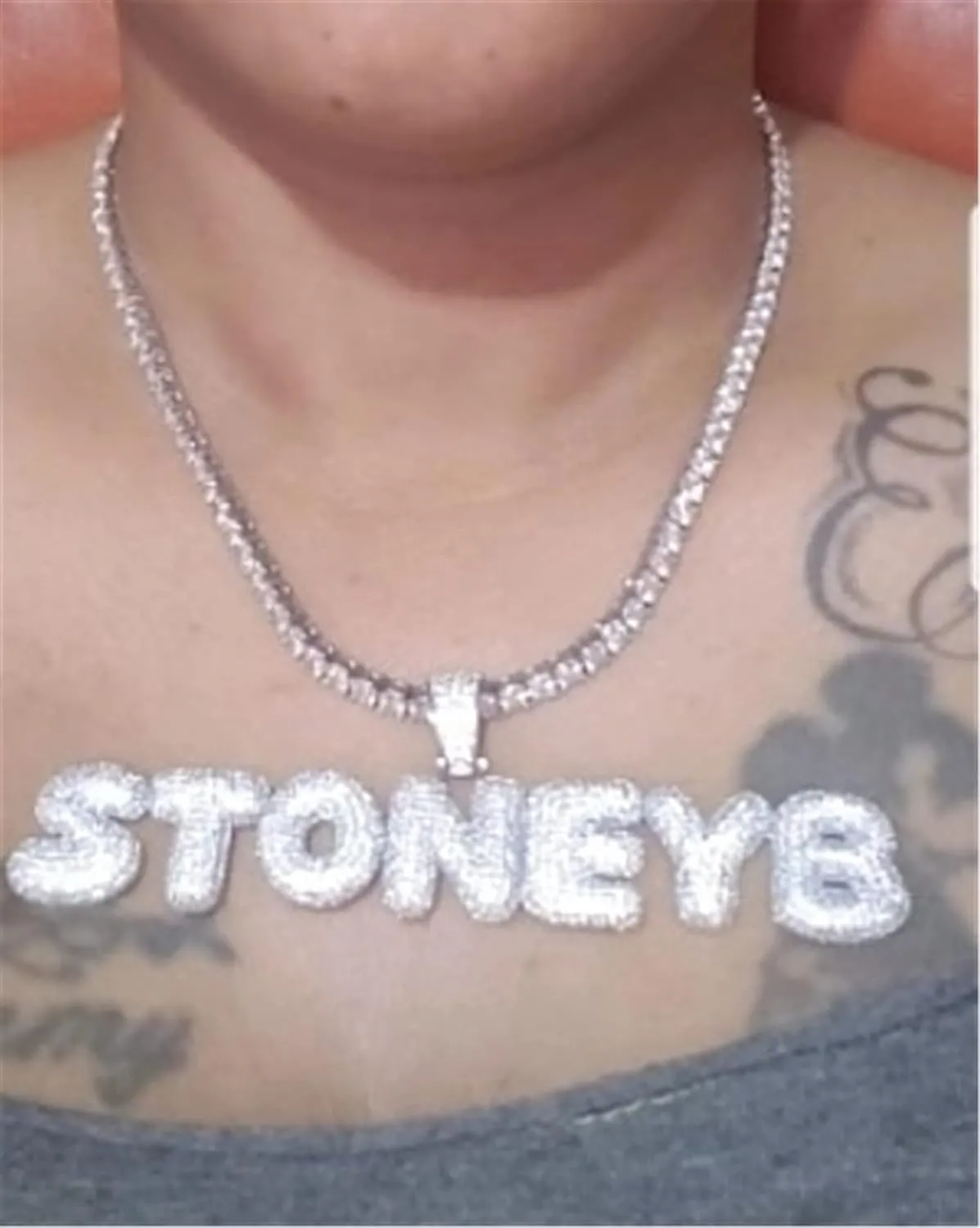 Custom Bubble Letters Name Necklace Personalized Iced Out Chain for Women Diamond Nameplate Necklace Rapper Hip Hop Jewelry for Men