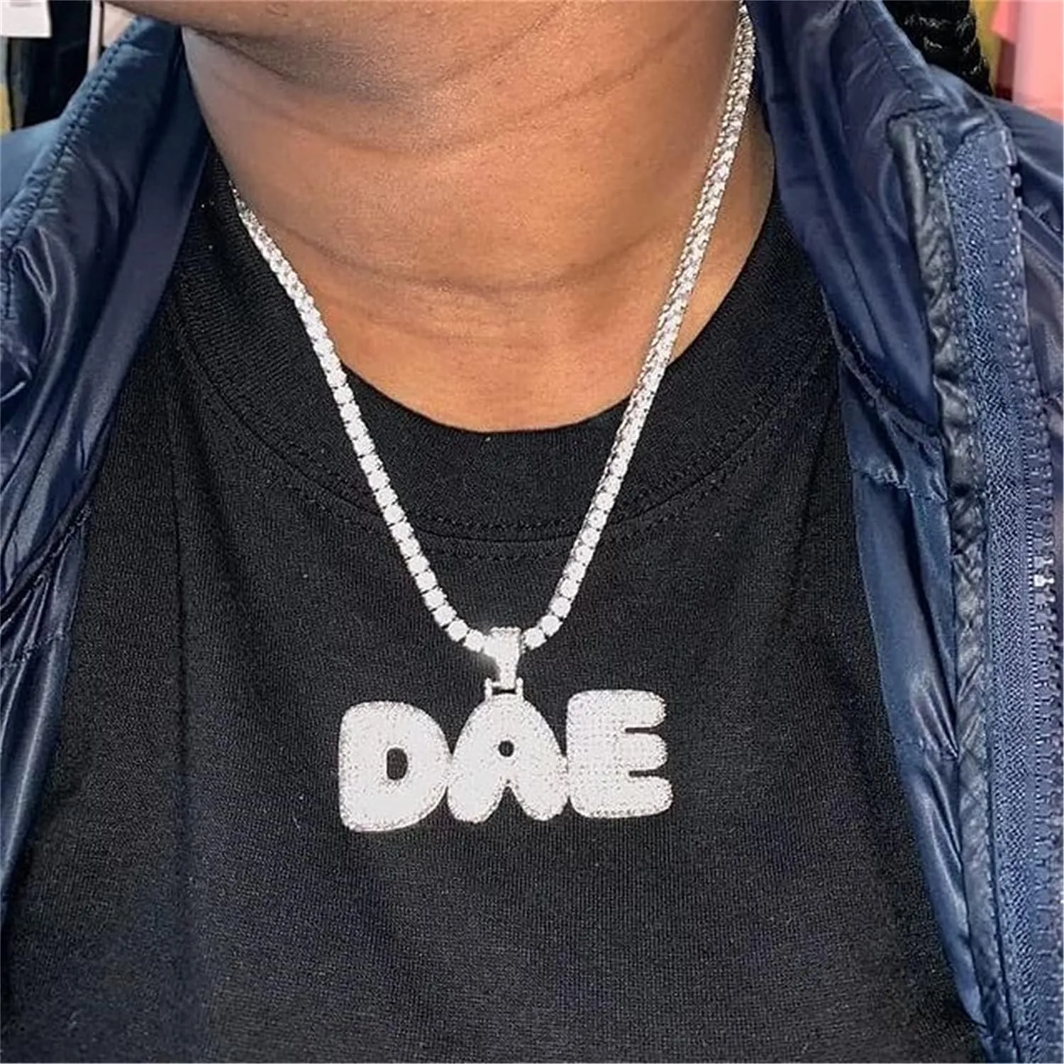 Custom Bubble Letters Name Necklace Personalized Iced Out Chain for Women Diamond Nameplate Necklace Rapper Hip Hop Jewelry for Men