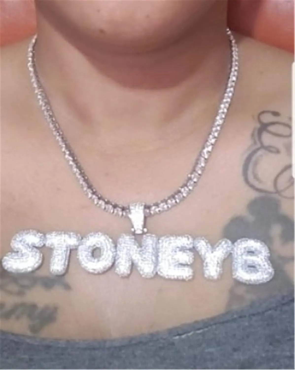 Custom Bubble Letters Name Necklace Personalized Iced Out Chain for Women Diamond Nameplate Necklace Rapper Hip Hop Jewelry for Men