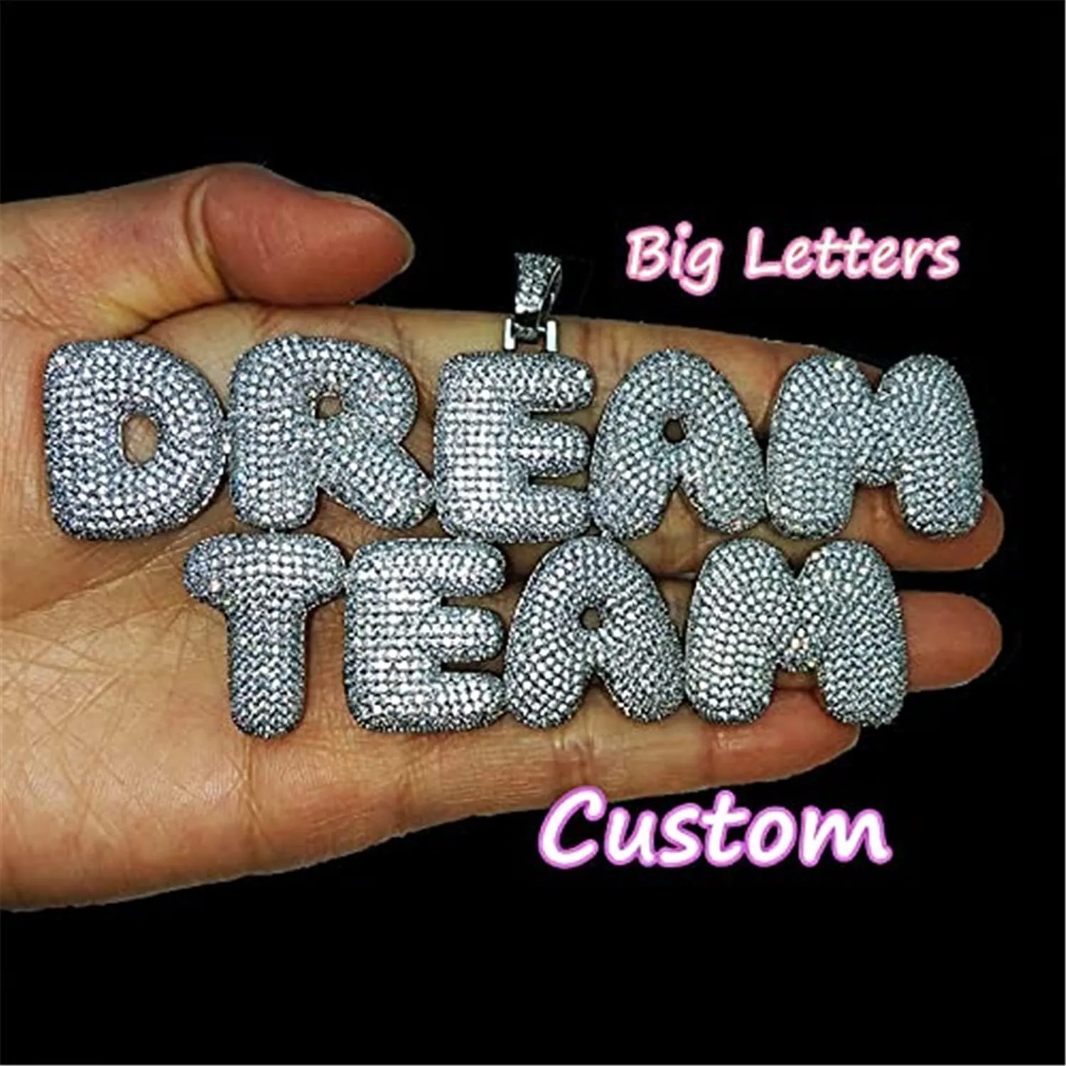 Custom Bubble Letters Name Necklace Personalized Iced Out Chain for Women Diamond Nameplate Necklace Rapper Hip Hop Jewelry for Men
