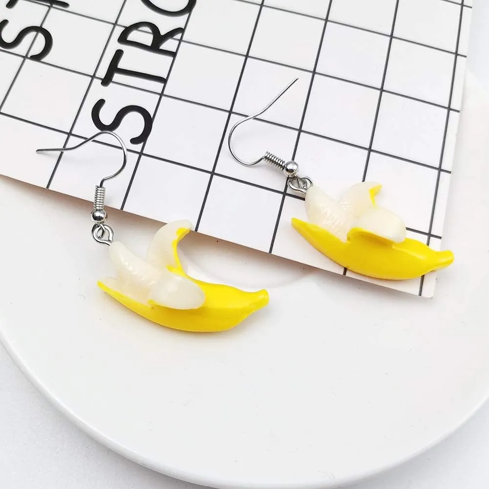 Cute Fruits Earrings Banana Grape Avocado Pumpkin Pineapple Pomegranate earrings Necklace set for Women Statement Jewelry Gifts