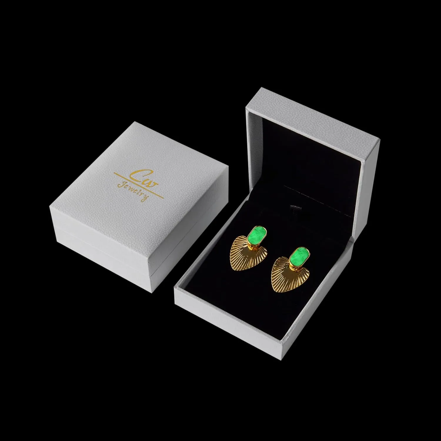 CW Black/Red/Green/White/Pale yellow heart earrings for women24K gold-plated statement dangle earringsfashion vintage gold black earrings.