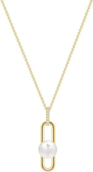 CZ Diamond Pendant Necklace for Women, Handmade 18k Real Gold Plated Dainty Necklaces Circle Cross Leaf Pearl Aesthetic Simple Gold Necklace Jewelry Gifts for Women Female