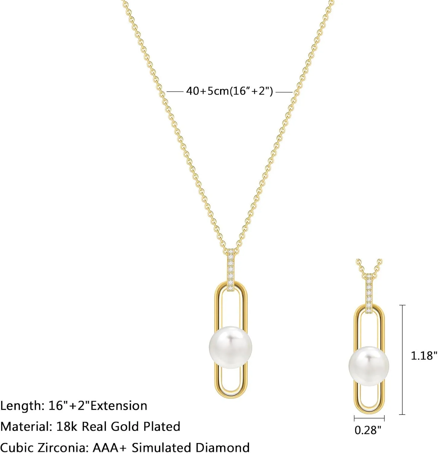 CZ Diamond Pendant Necklace for Women, Handmade 18k Real Gold Plated Dainty Necklaces Circle Cross Leaf Pearl Aesthetic Simple Gold Necklace Jewelry Gifts for Women Female