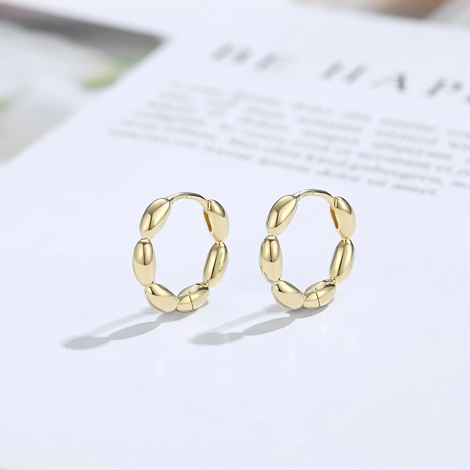 DAILY VIBES Small Gold Chunky Hoop Earrings for Women 14K Gold Plated 925 Sterling Silver Post Oval Huggie Hoop Earrings for Women Dainty Thick Gold Hoops