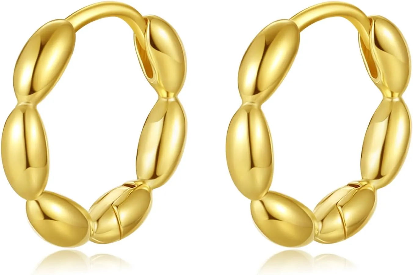 DAILY VIBES Small Gold Chunky Hoop Earrings for Women 14K Gold Plated 925 Sterling Silver Post Oval Huggie Hoop Earrings for Women Dainty Thick Gold Hoops