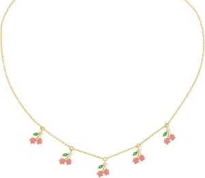 Dainty Cute Fresh Fruit Choker for Women 14K Gold Plated Chain Cubic Zircon Cherry Pineapple Strawberry Colorful Crystal Pendant Necklace for Women Jewelry