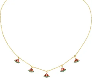 Dainty Cute Fresh Fruit Choker for Women 14K Gold Plated Chain Cubic Zircon Cherry Pineapple Strawberry Colorful Crystal Pendant Necklace for Women Jewelry