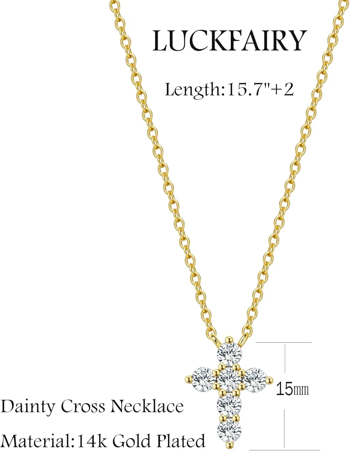 Dainty Gold Necklace for Women, Gold Cross necklace 14K Gold Plated Paperclip Pendant Necklace Cute Gold CZ Heart Pendant Necklace Simple Gold Choker Necklaces for Women Gold Jewelry Gifts