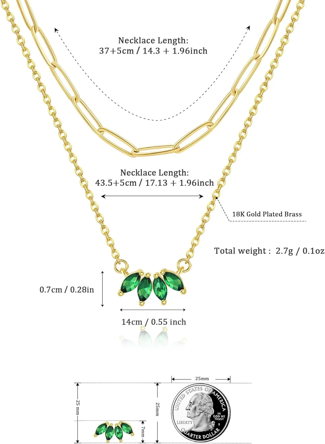 Dainty Gold Plated Necklace for Women, Simple Cute 18K Gold plated Leaf Flower Cubic Zirconia Necklaces for Women Trendy Jewelry Gifts