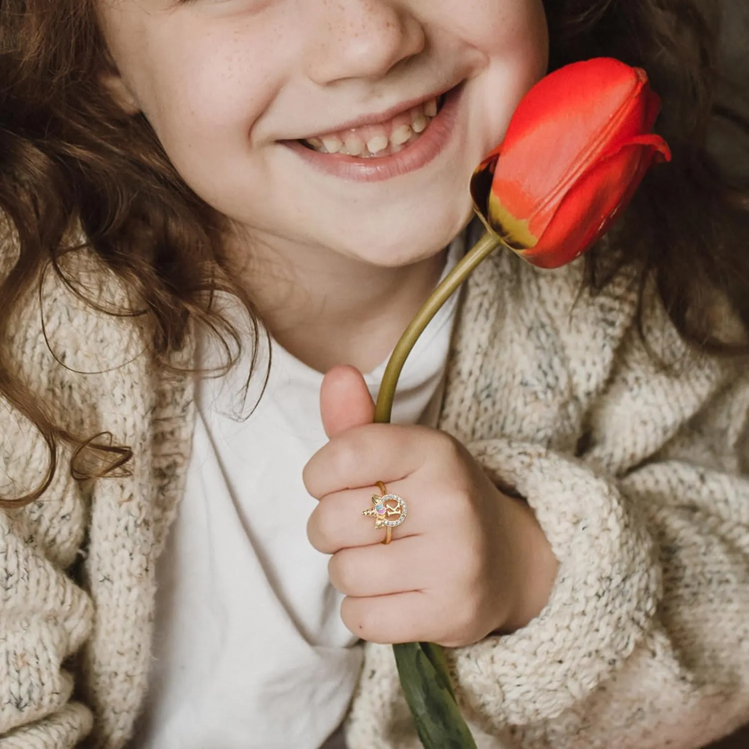 Dainty Initial Unicorn Rings for Girls Gifts, 14K Gold Plated/Rose Gold/Silver Unicorn Rings for Girls Cute Initial Toddler Ring Hypoallergenic Adjustable Letter Rings for Teen Girls Gifts