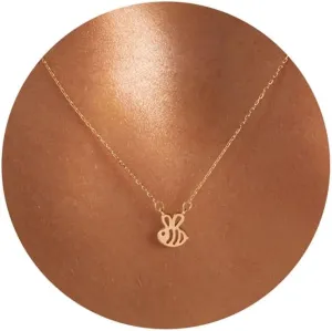 Dainty Necklace for Women, 14K Gold Plated Elephant Bee Cat Dog Bear Moon and Star Necklace Dragonfly Cute Sun Rainbow Necklaces Simple Flower Gold Evil Eye Leaf Necklace