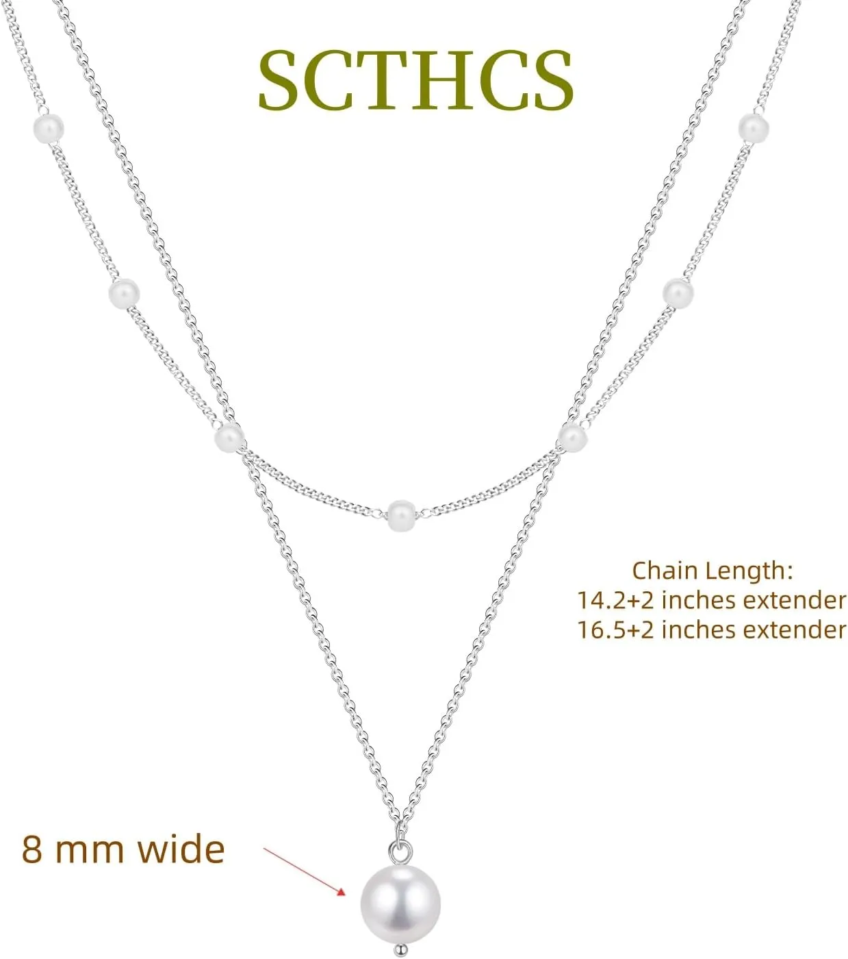 Dainty Pearl Pendant Necklaces for Women 14k Gold/Silver Plated Layered Pearl Chain Necklace Trendy Simple Box Paperclip Chain Pearl Necklace Gold Pearl Necklace Wedding Beach Gold Jewelry Gift for Women