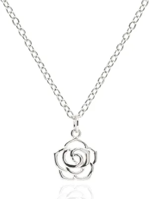 Dainty Simple Rose Pendant Necklace for Women  14K Gold Plated Open Rose Outline Flower Nature Jewelry  Mothers Day Gifts Minimalist Bridesmaid Necklaces [RSN]