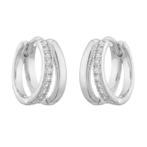 Dainty Small Hoop Earrings for Women,Small Huggie Double Hoop Earrings,Hypoallergenic Earrings Trendy Jewelry Gift(Silver)
