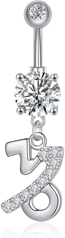 Dangle Belly Button Rings 316L Surgical Steel Belly Rings,14G Butterfly Belly Button Ring Dangling CZ Belly Screw Navel Barbell Piercing Jewelry for Women
