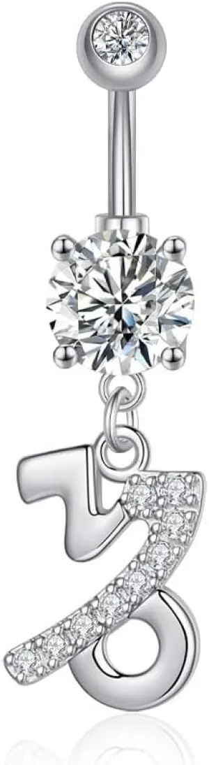 Dangle Belly Button Rings 316L Surgical Steel Belly Rings,14G Butterfly Belly Button Ring Dangling CZ Belly Screw Navel Barbell Piercing Jewelry for Women