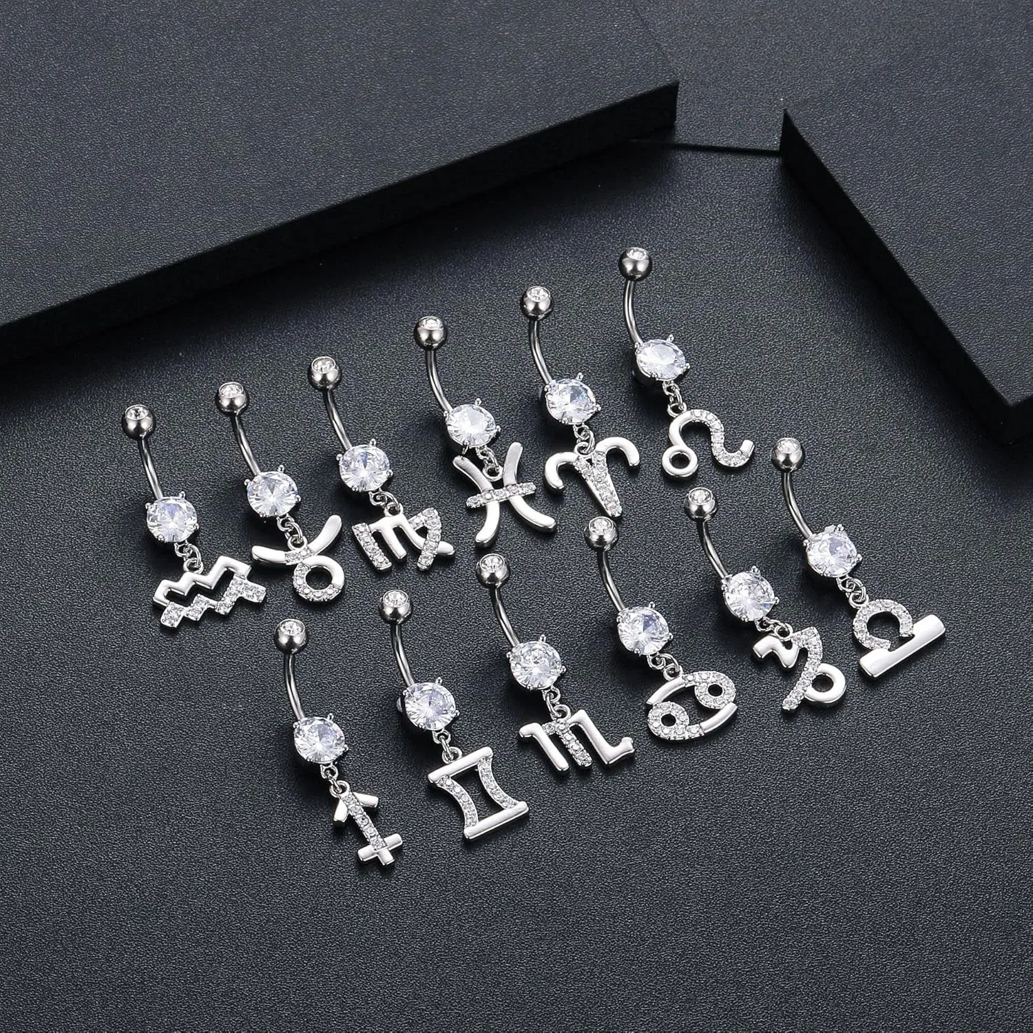 Dangle Belly Button Rings 316L Surgical Steel Belly Rings,14G Butterfly Belly Button Ring Dangling CZ Belly Screw Navel Barbell Piercing Jewelry for Women