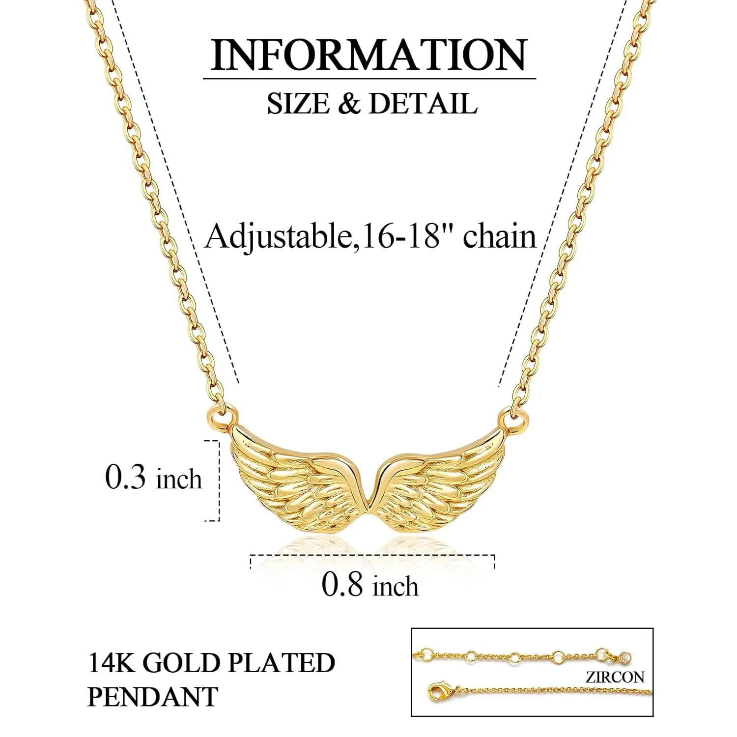 DAZLIME 14K Gold Angel Wings Necklace,Guardian Angel Wings Pendant Necklace Dainty Simple Minimalist Necklace Perfect Holiday Jewelry gift-Christmas