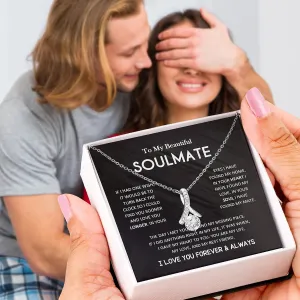Dazzling Soulmate Necklace With Message Card: Exclusive Birthday Gift for Her - Elegant Sterling Silver Pendant, Perfect for Wife's Special Day & Christmas