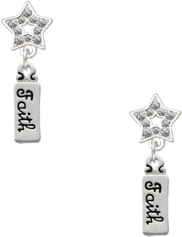 Delight Jewelry Silvertone Faith Silver-tone Dream Big Star Post Earrings