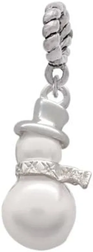 Delight Jewelry Silvertone Imitation Pearl Snowman - Rope Charm Bead