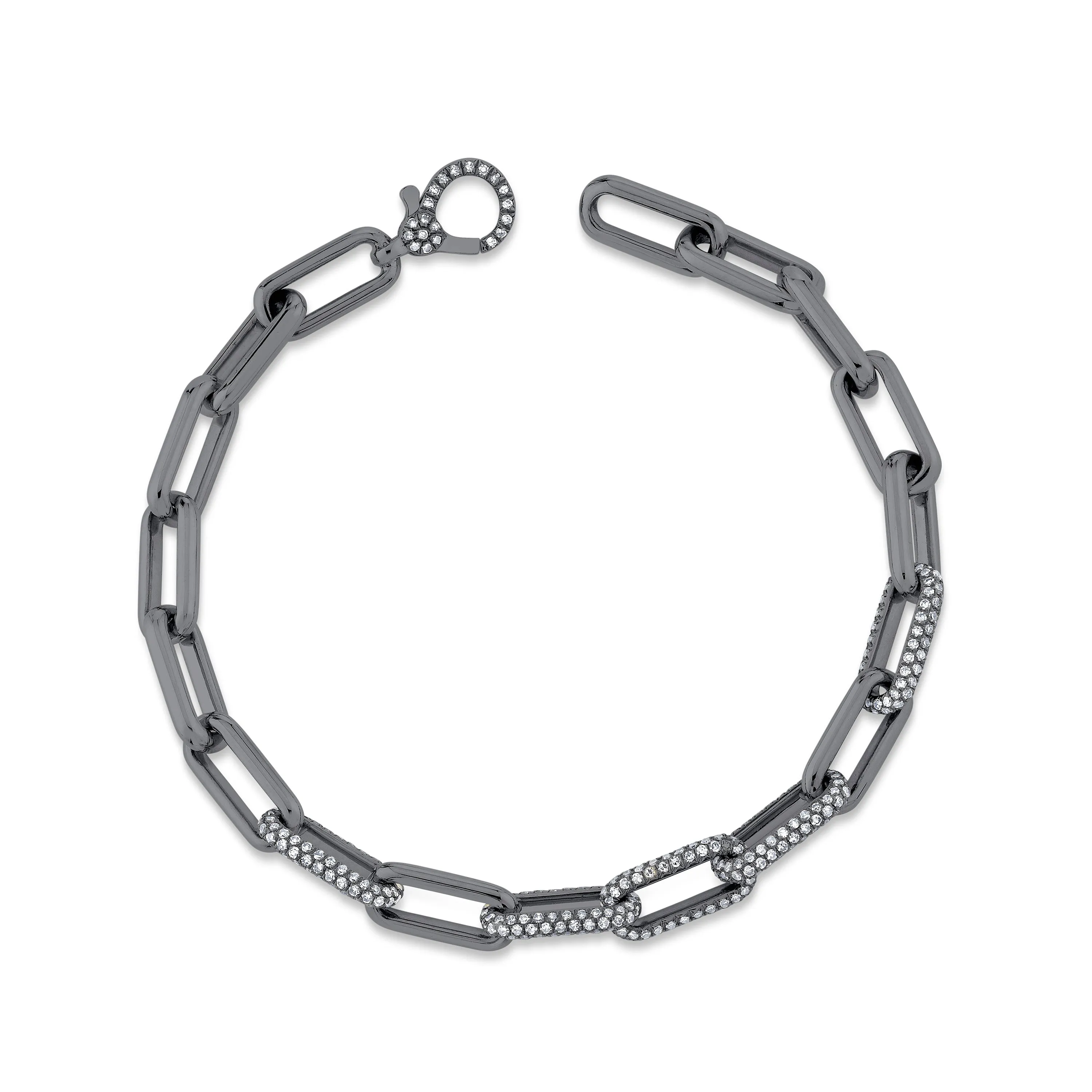DIAMOND PARTIAL PAVE MINI CABLE LINK BRACELET