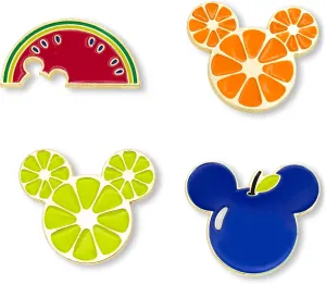 Disney Mickey Mouse Fresh Fruit 4-Piece Enamel Pin Set | Metal Badge Accessories For Backpack, Hats