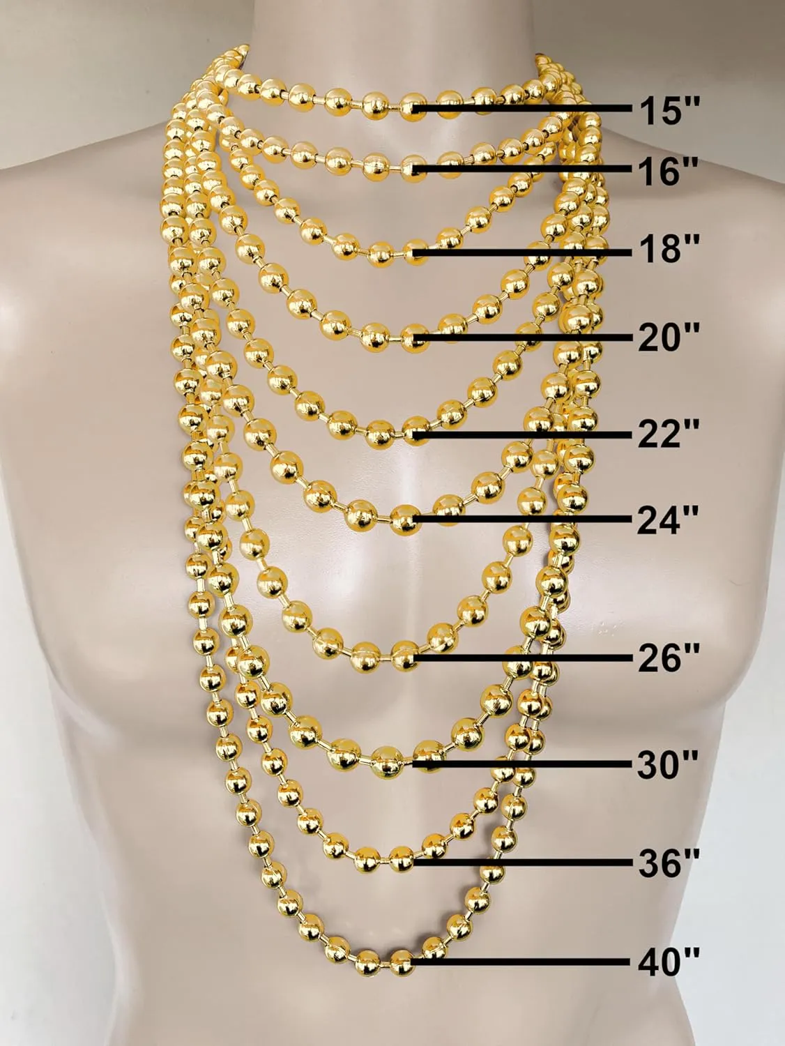 DragonWeave Jewelry 9.5mm Extra Large Gold Brass Ball Chain Mens Necklace Extra Durable Color Protect Finish Any Length