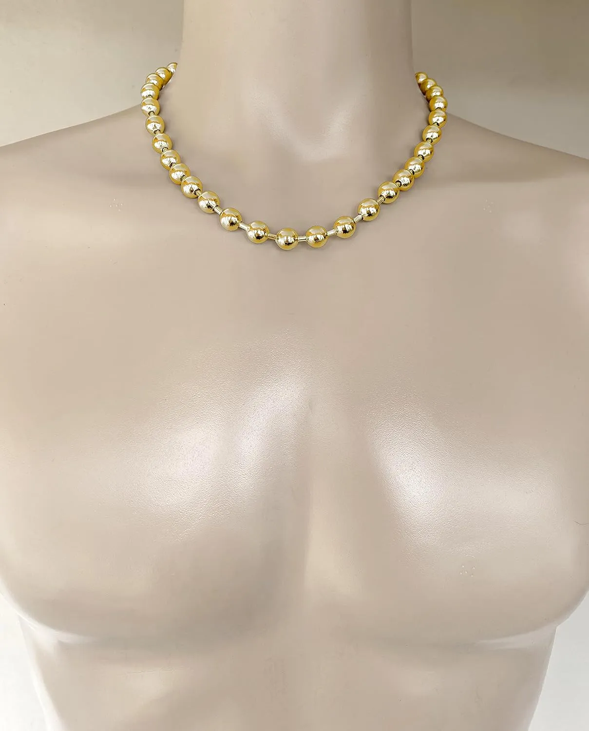 DragonWeave Jewelry 9.5mm Extra Large Gold Brass Ball Chain Mens Necklace Extra Durable Color Protect Finish Any Length