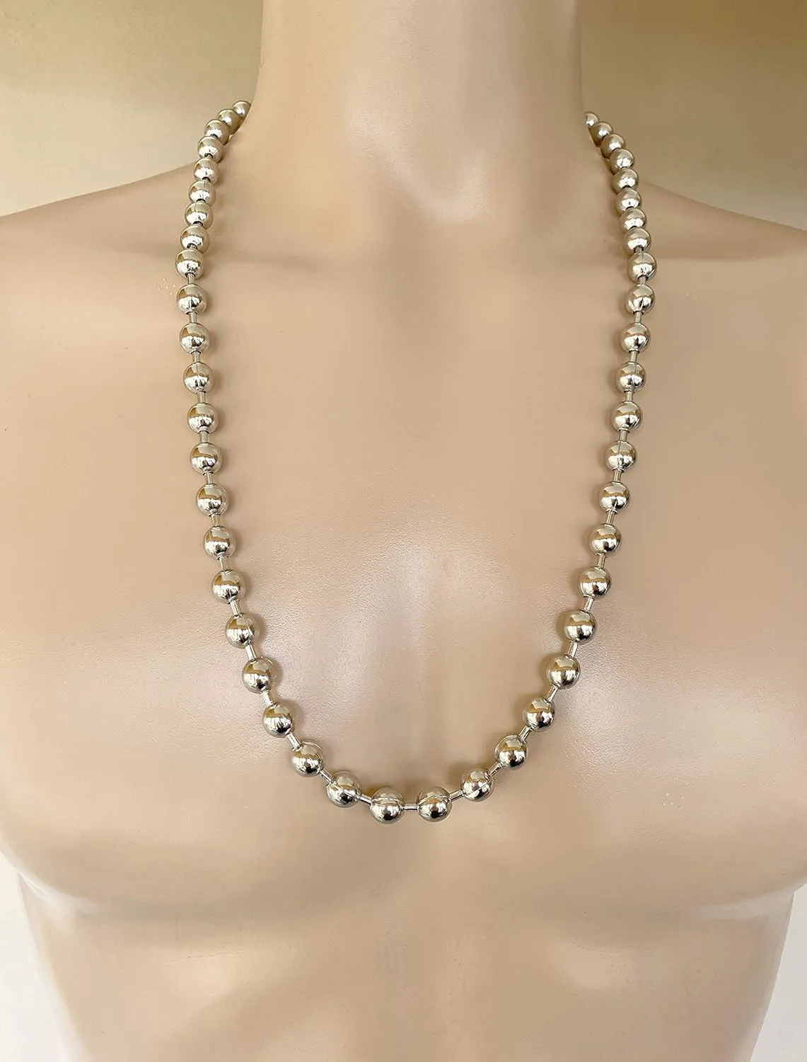 DragonWeave Jewelry 9.5mm Extra Large Silver Steel Ball Chain Mens Necklace Extra Durable Color Protect Finish ANY LENGTH