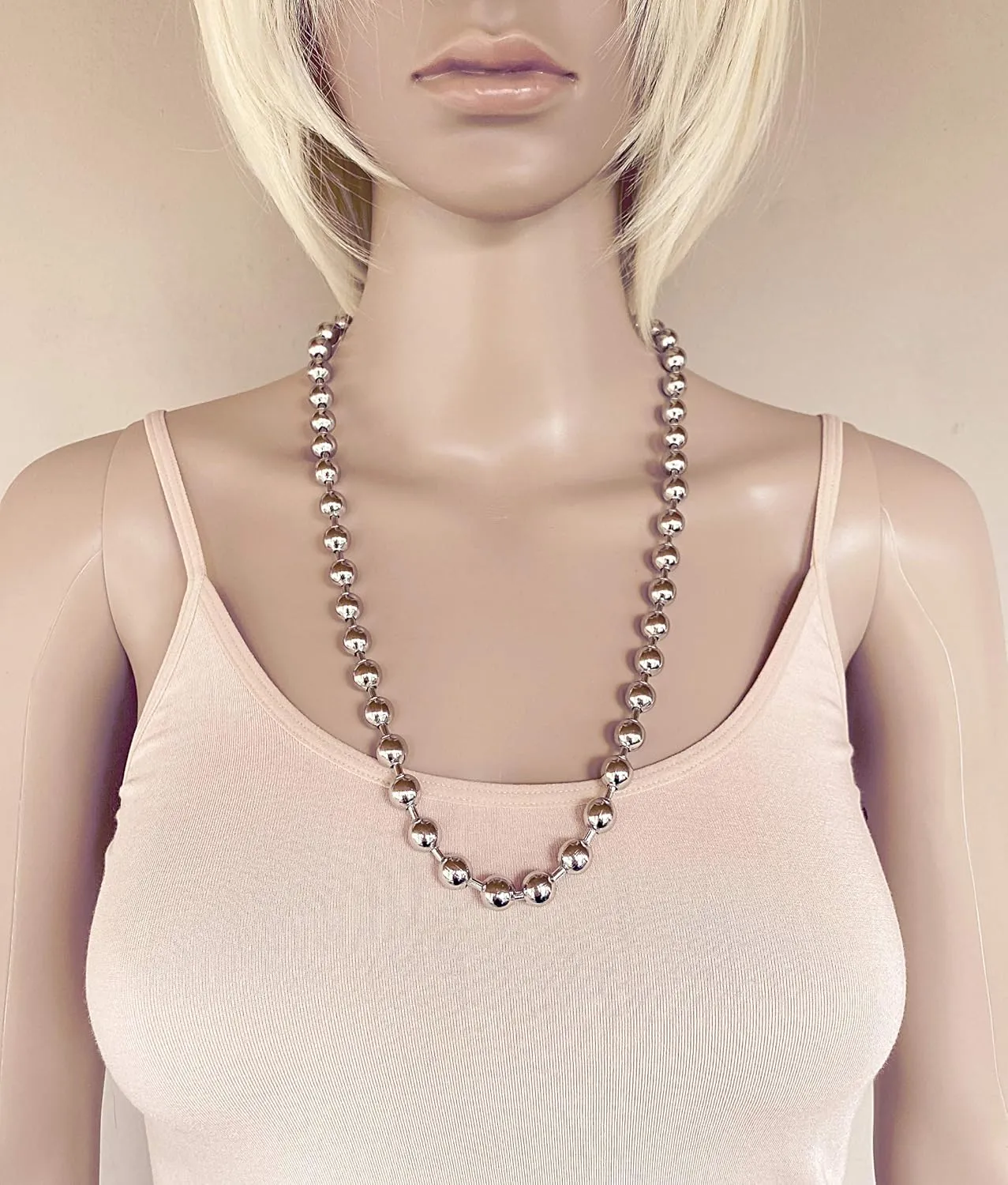 DragonWeave Jewelry 9.5mm Extra Large Silver Steel Ball Chain Mens Necklace Extra Durable Color Protect Finish ANY LENGTH