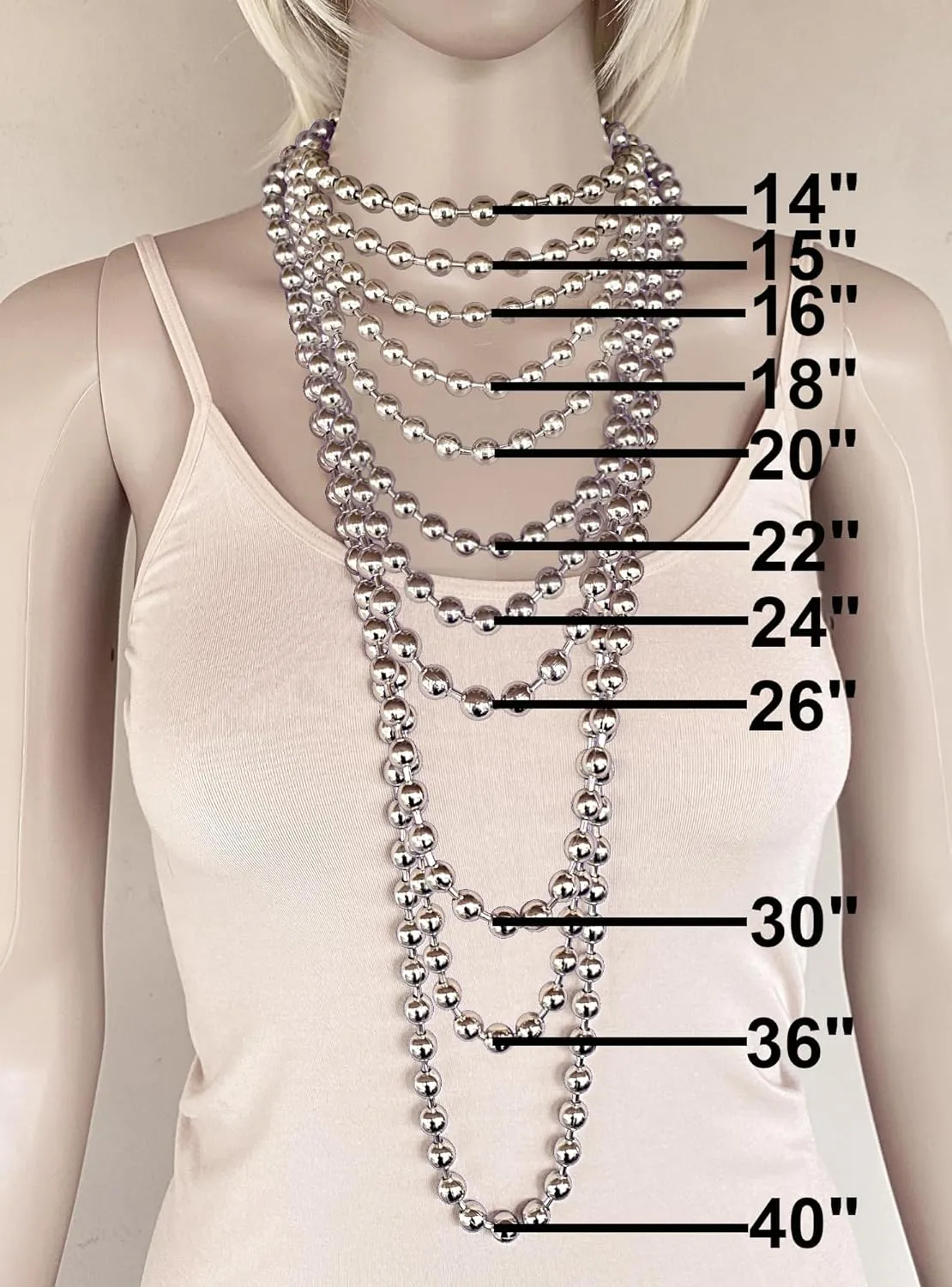 DragonWeave Jewelry 9.5mm Extra Large Silver Steel Ball Chain Mens Necklace Extra Durable Color Protect Finish ANY LENGTH