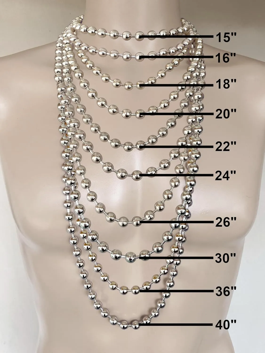 DragonWeave Jewelry 9.5mm Extra Large Silver Steel Ball Chain Mens Necklace Extra Durable Color Protect Finish ANY LENGTH