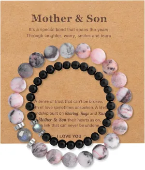 DUQGUHO Mommy and Me Bracelets Mothers Day Gifts for Mom from Daughter Son Matching Mother and Daughter Jewelry Mother Daughter Gift Back to School Bracelet 6/8 mm Mom Birthday Gifts