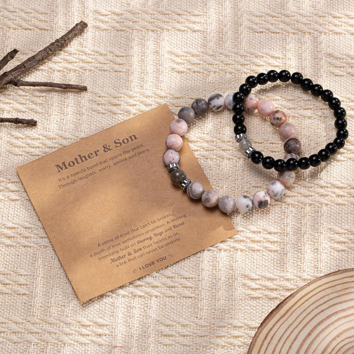 DUQGUHO Mommy and Me Bracelets Mothers Day Gifts for Mom from Daughter Son Matching Mother and Daughter Jewelry Mother Daughter Gift Back to School Bracelet 6/8 mm Mom Birthday Gifts
