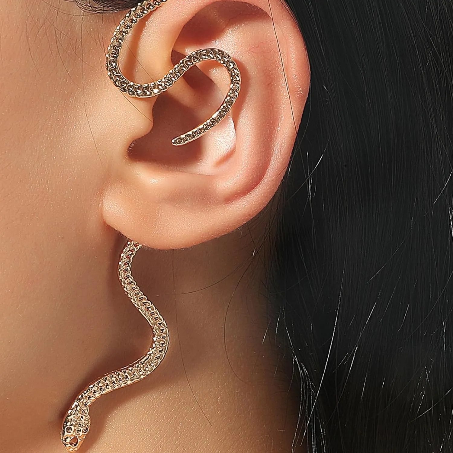 Ear Cuff Earrings Snake Cartilage Cuff Earrings Gold Silver CZ Adjustable Ear Clip Wrap Around Earring No Piercing for Women Jewelry