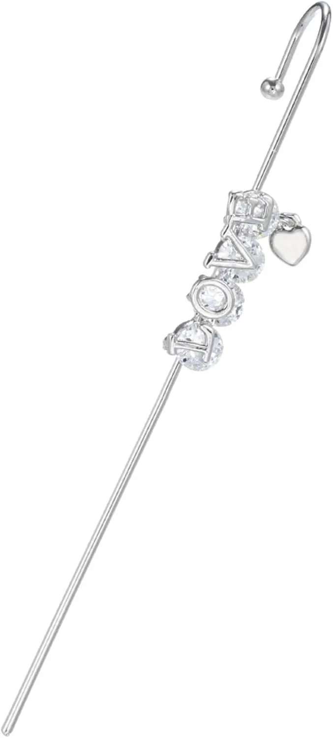 Ear Wrap Crawler Hook Earrings Letter Love Ear Cuff Earrings Heart Cubic Zirconia for Women Men Minimalist Bar Barbell Cartilage Piercing Jewelry Gifts