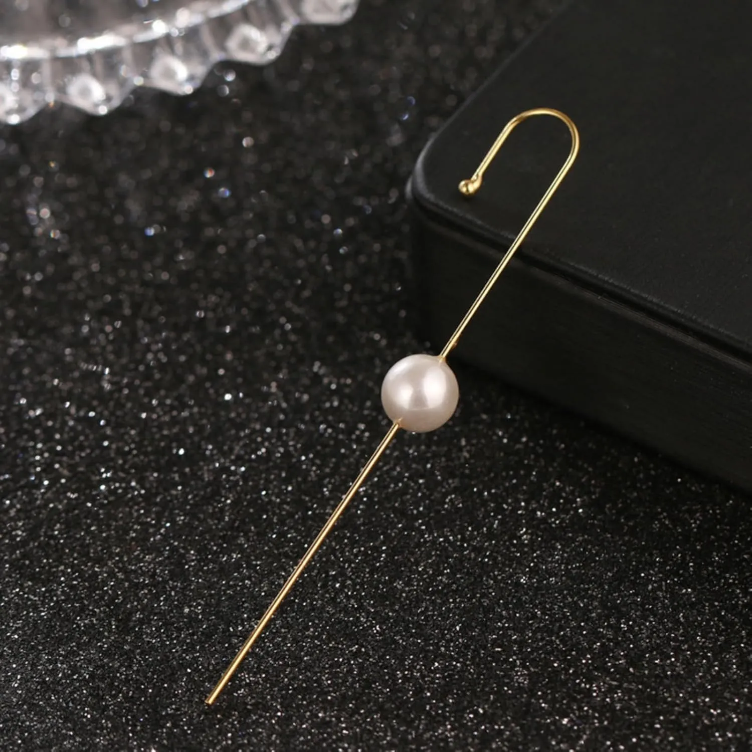 Ear Wrap Crawler Hook Earrings Simple Pearl Ear Cuff Earrings Long Stud Earrings for Women Men Screw Bar Cartilage Piercing Jewelry Gifts