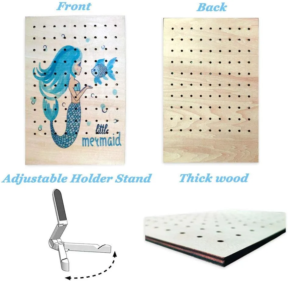 Earring Holder Stand for Girls,Earrings Organizer Wood Jewelry Rack Display for Kids,Cute Design Jewelry Holder Stand for Earrings Ear Studs Necklaces Rings (Little Mermaid)