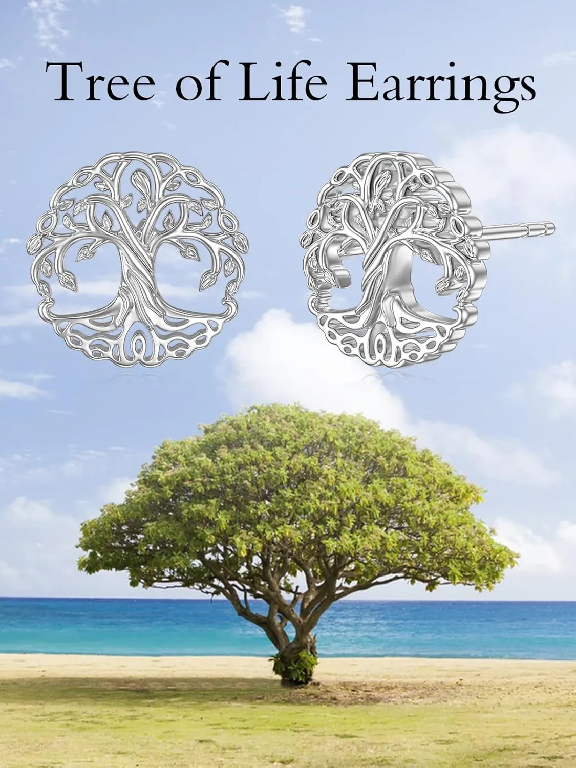 Earship Celtic Knot/Tree of Life/Heart Stud Earrings 925 Sterling Silver Small Celtic Stud Earrings for Women Irish Gifts Mother's Day Birthday Gifts for Women Wife Mom Grandma