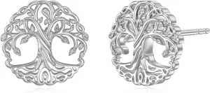 Earship Celtic Knot/Tree of Life/Heart Stud Earrings 925 Sterling Silver Small Celtic Stud Earrings for Women Irish Gifts Mother's Day Birthday Gifts for Women Wife Mom Grandma