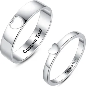 EBAT Matching Rings for Couples Promise Couple Ring Set His and Her Love Heart Women Mens Women's Men Personalized Engraved Custom Name Sterling Silver Engagement Wedding Ring Band Sets