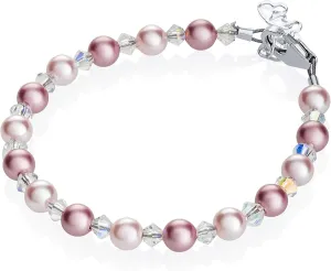 Elegant Baby Girl Gift Bracelet | Austrian Pink and Rose Simulated Pearls & High-End Crystals | Birthday Gift | Personalized Jewelry | Custom Name Bracelet