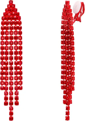 EleQueen Austrian Crystal Chandelier Linear Drop Dangle Tassel Earrings for Women Wedding Bridal Party